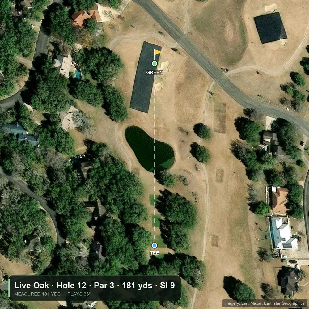 Satellite view of Live Oak hole 12